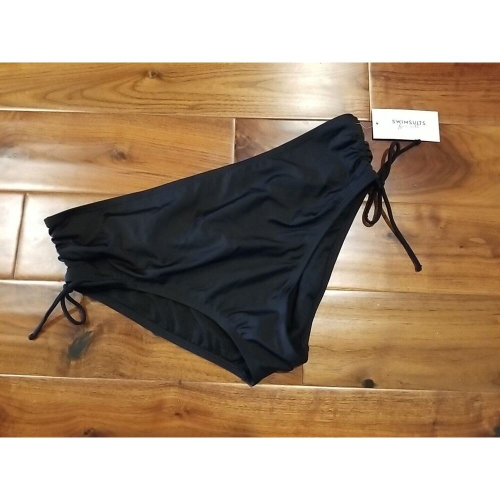 Swimsuits For All Swim Brief Bikini Bottoms Black With Side Ties Size 22 NWT
